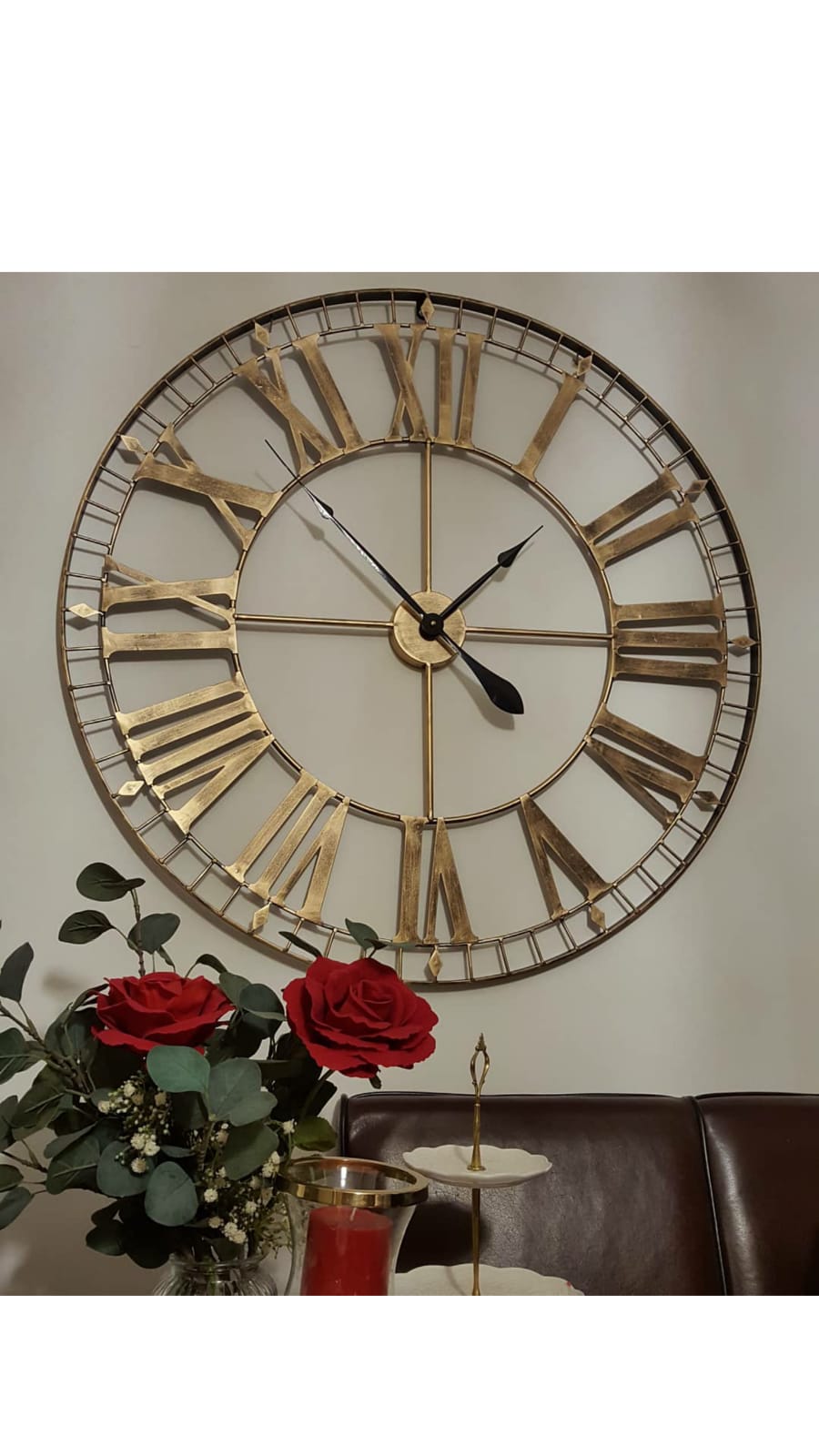 88cm Extra Large Skeleton Wall Clocks - Metal - Rustic Gold - Contemporary Wall Clock - Wall Art - Silent Clock