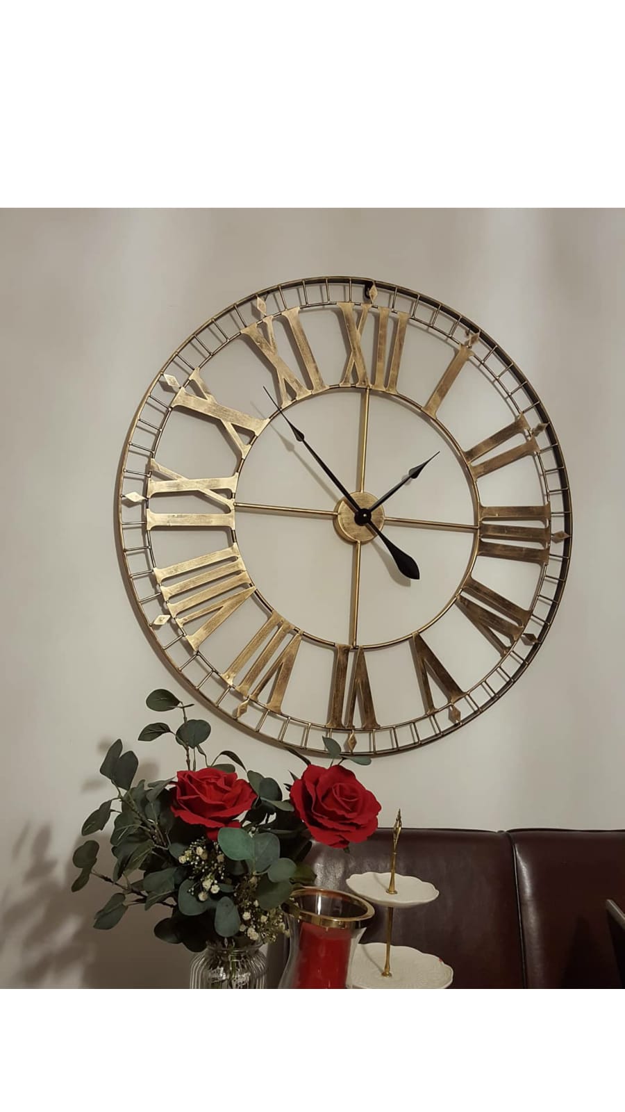 88cm Extra Large Skeleton Wall Clocks - Metal - Rustic Gold - Contemporary Wall Clock - Wall Art - Silent Clock