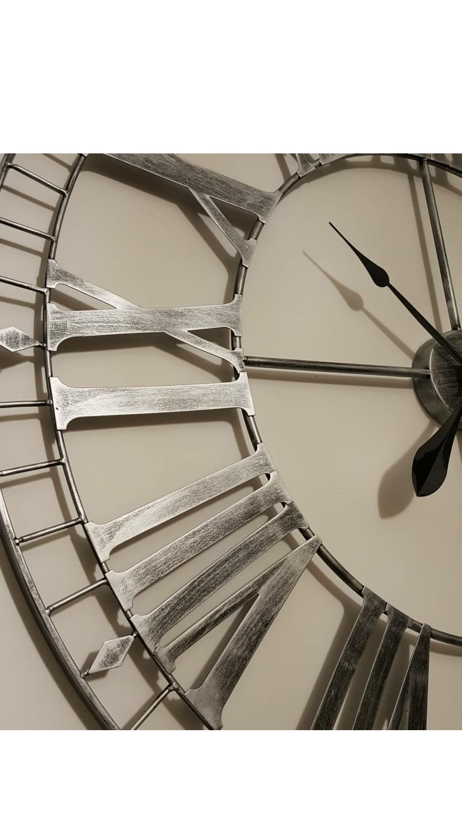 88cm Extra Large Skeleton Wall Clocks - Metal - Rustic Silver - Contemporary Wall Clock - Wall Art - Silent Clock