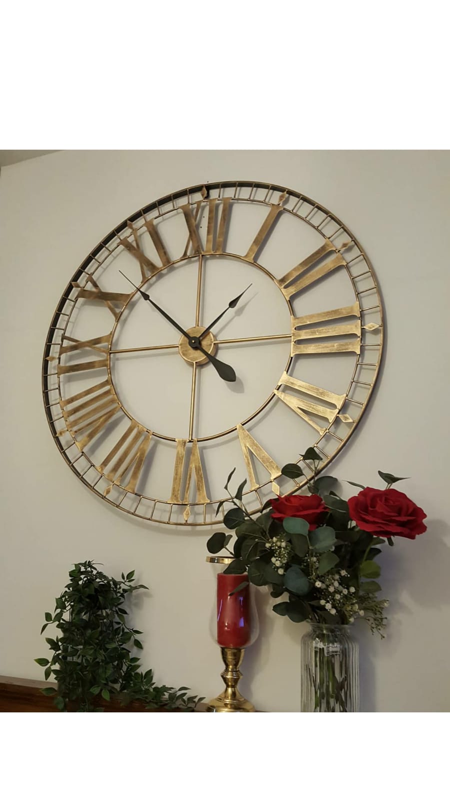 88cm Extra Large Skeleton Wall Clocks - Metal - Rustic Gold - Contemporary Wall Clock - Wall Art - Silent Clock