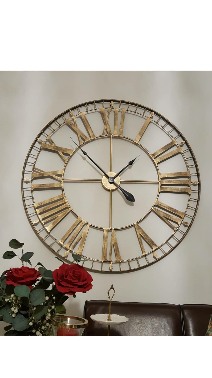 88cm Extra Large Skeleton Wall Clocks - Metal - Rustic Gold - Contemporary Wall Clock - Wall Art - Silent Clock