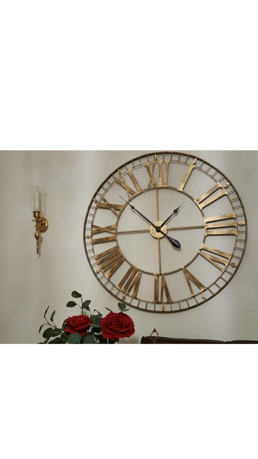 88cm Extra Large Skeleton Wall Clocks - Metal - Rustic Gold - Contemporary Wall Clock - Wall Art - Silent Clock