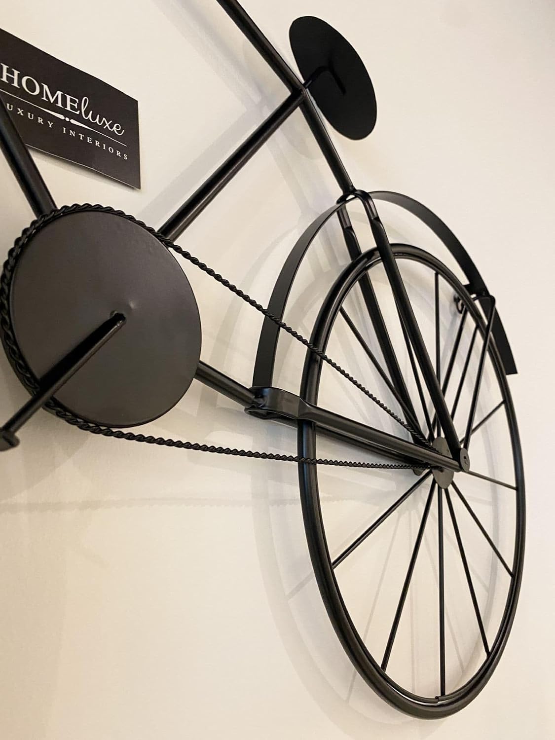 Stylish Large Black Bicycle Wall Clock in metal, vintage design
