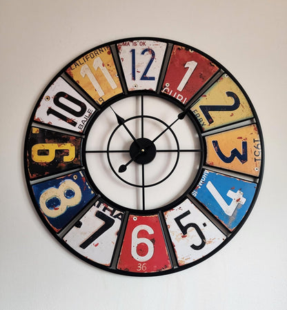 60cm Shabby Chic Retro Wall Clock with vibrant colours and large numerals