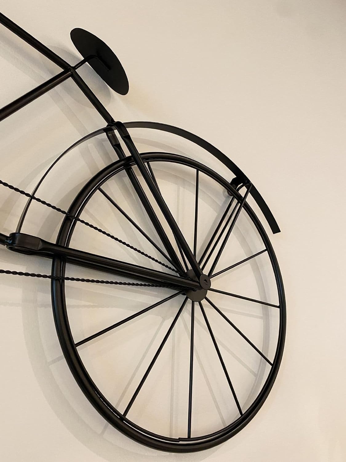 Stylish Large Black Bicycle Wall Clock in metal, vintage design