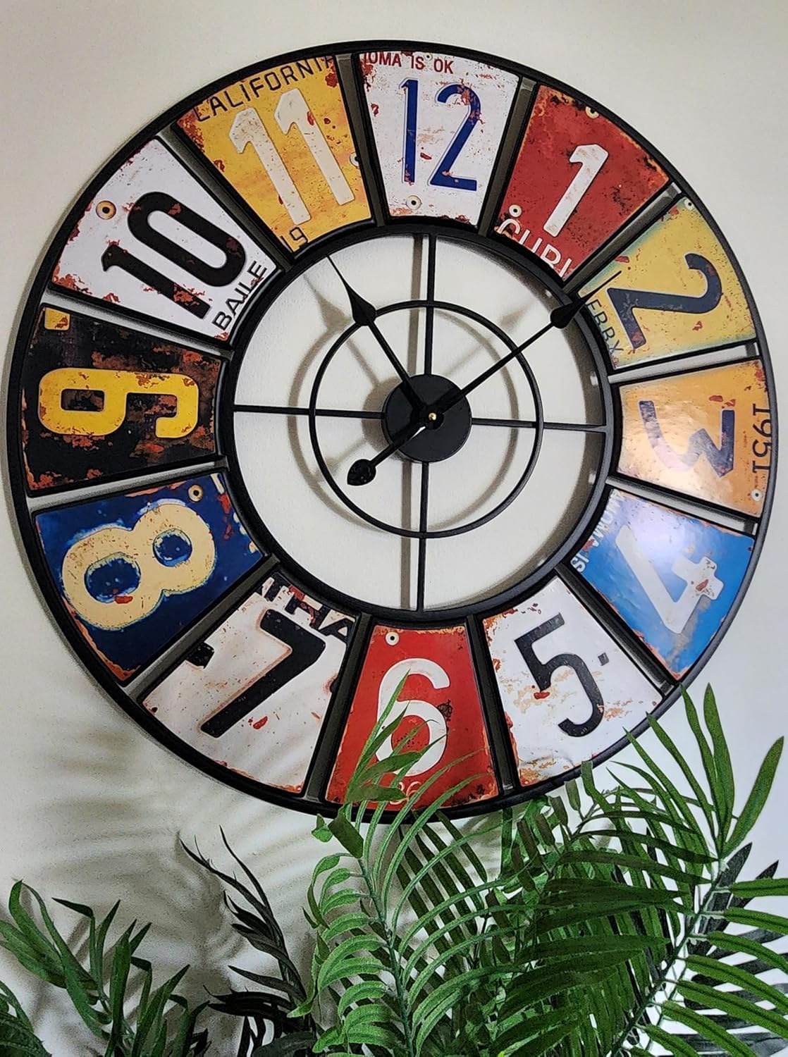 60cm Shabby Chic Retro Wall Clock with vibrant colours and large numerals