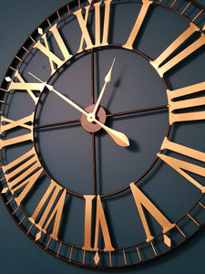 Extra Large Skeleton Wall Clocks - 88cm - Metal - Black & Gold