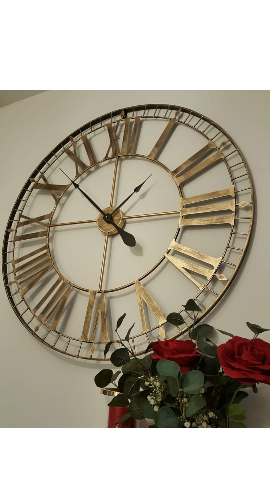 88cm Extra Large Skeleton Wall Clocks Metal Rustic Gold MMM Home